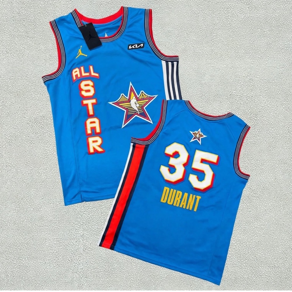 Jordan Kevin Durant 35 NBA All Star Jersey Mens 44 Light Blue Swingman NWT 2025